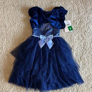 Sparkling Blue Tulle Dress with Bow